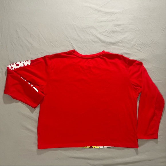 Disney Mickey Minnie Mouse Print Cropped Crew Neck Long Sleeves red tee SZ XXL - Picture 7 of 16